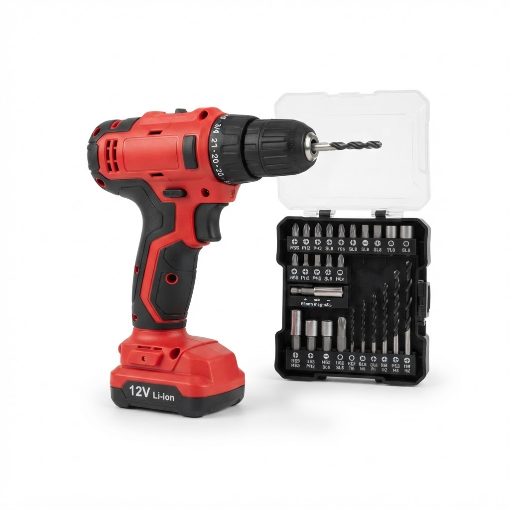 Taladro Atornillador Inalámbrico Bauker 12V SD-GS1041 — 2 Velocidades + 29 Accesorios