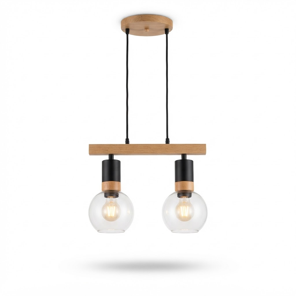 Lámpara de techo colgante LED Marina 2 luces madera