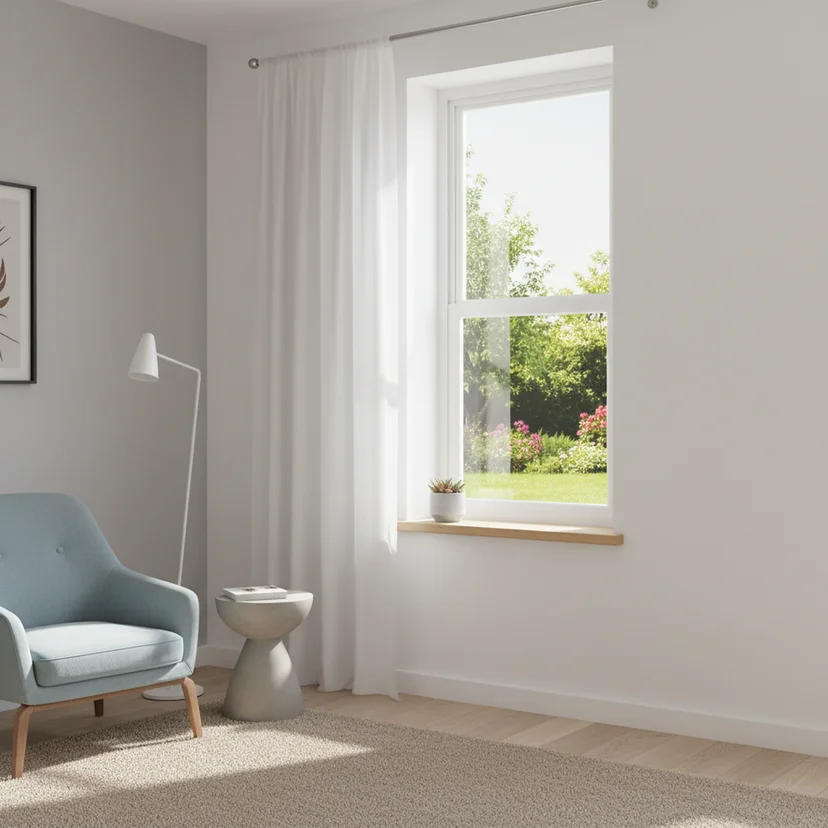 Ventana guillotina PVC vidrio simple 40 x 110 x 3.5 cm