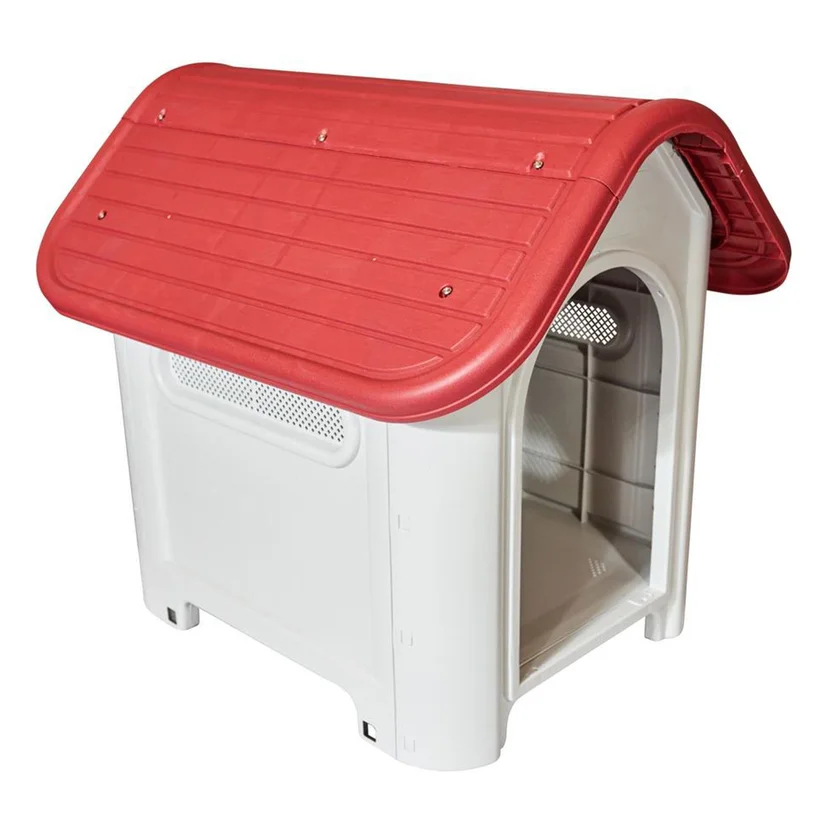 Cucha para perro grande roja y gris
