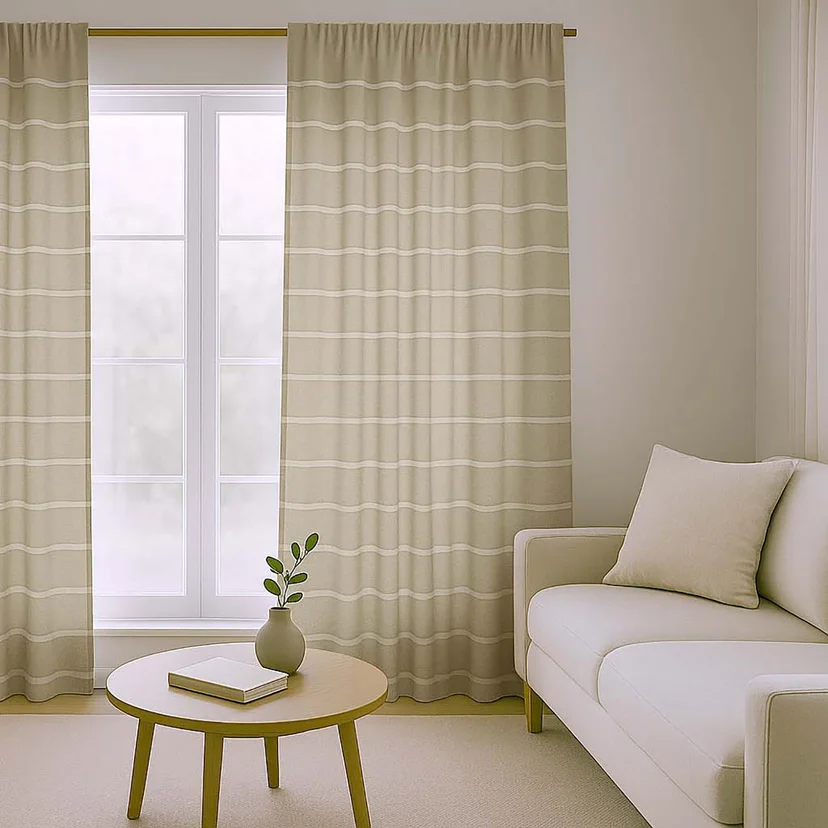 Pack de 2 cortinas de tela natural y marrón