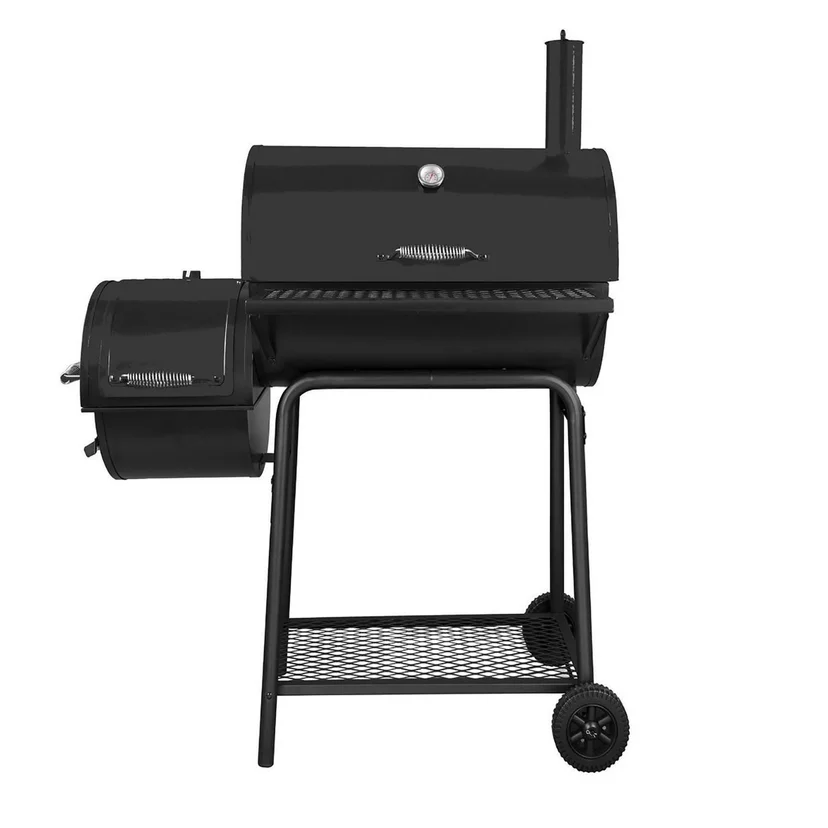 Parrilla a carbón con ahumador 2 en 1